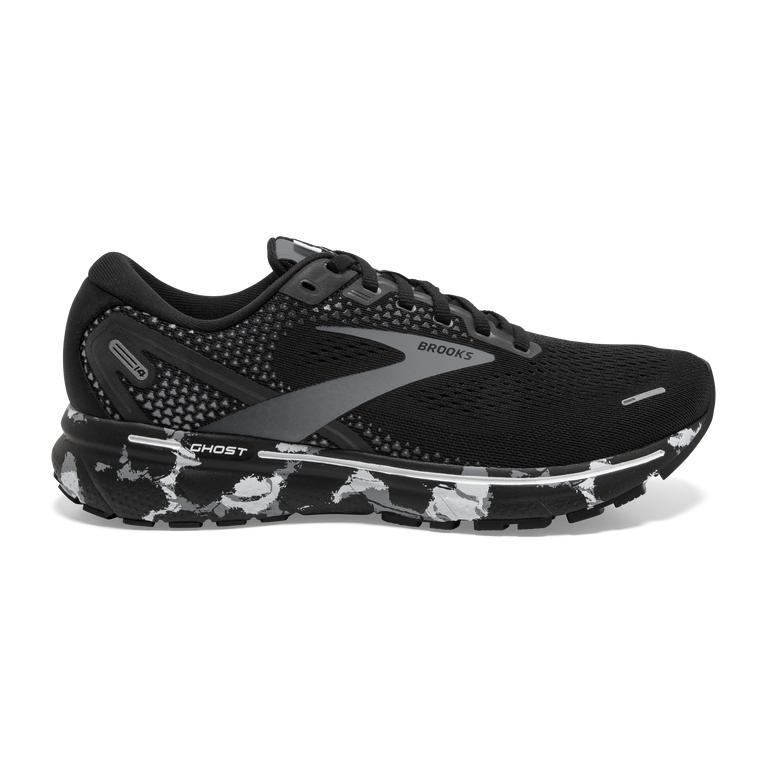 Brooks Ghost 14 Cushioned Men's Road Running Shoes - Black/Grey/White (59830-WHUD)
